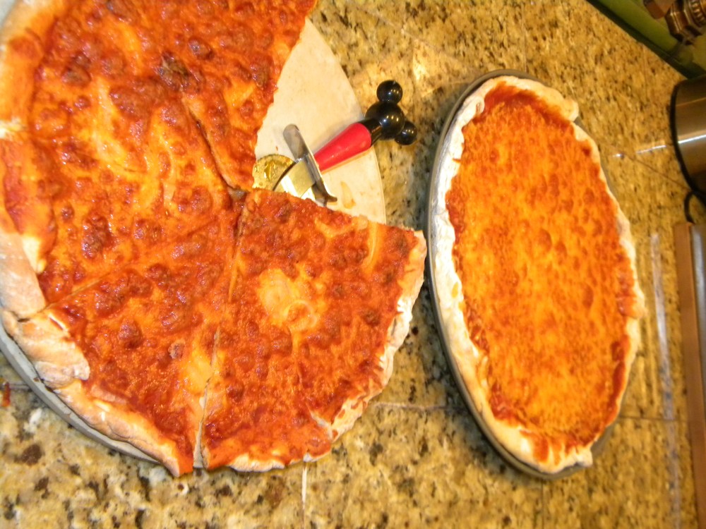 Homemade Pizza's with Mickey Mouse pizza cutter