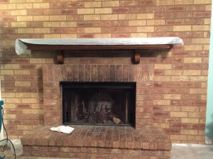 Place plastic wrap on mantle and floor.